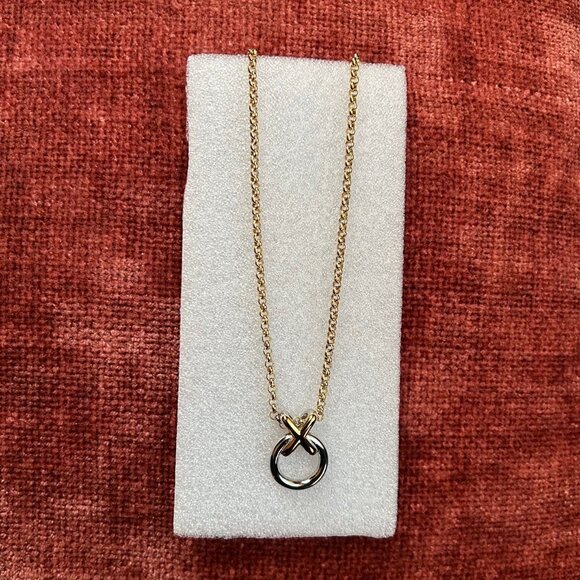 New XO HUGS and KISSES PENDANT Necklace Two Tone - Picture 5 of 6